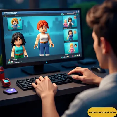 Avatar customization in Roblox Mod APK for PC with premium outfits and accessories