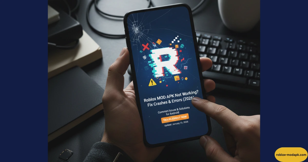 Roblox MOD APK not working on Android showing crash and error issues with troubleshooting fixes