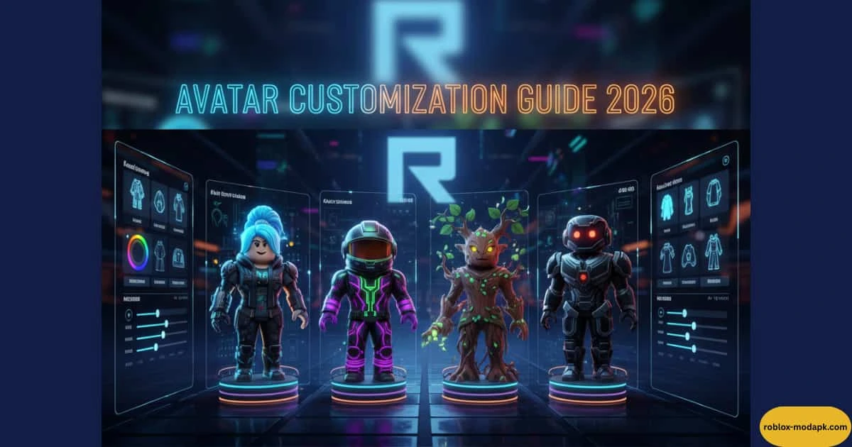 Roblox avatar editor showing Roblox character customization guide